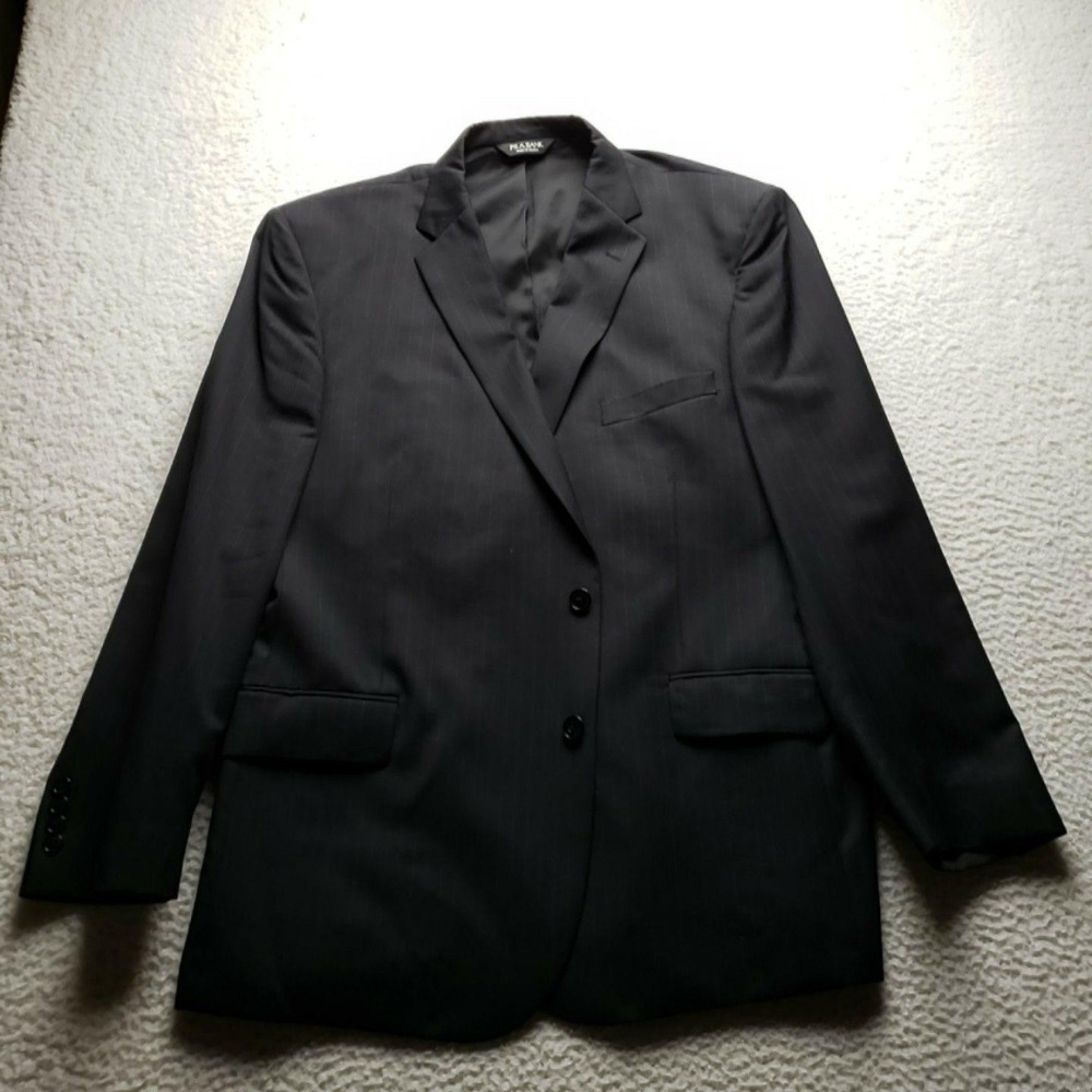 Jos A Bank Suit Jacket Mens 48R Gray Pinstripe Wool Tailored Fit Travelers